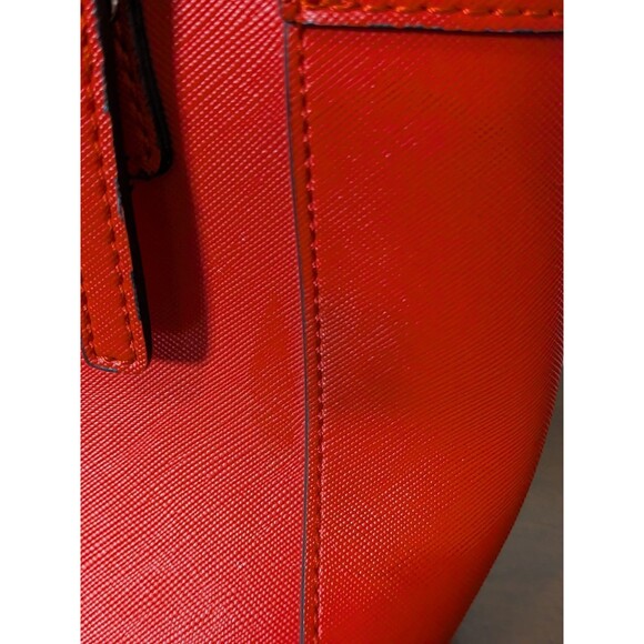 GUESS Mini Tote Satchel Handbag Bright Red Saffiano Charm Y2K EUC - Picture 5 of 8